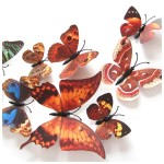 3D butterflies with magnet, house or event decorations, set of 12 pieces, real color